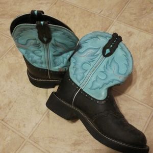 Justin gypsy sz 5.5 turquoise half leather boots